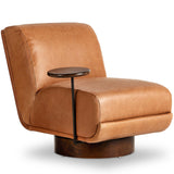 Bronwyn Leather Swivel Chair w/Side Table, Palermo Cognac w/Almond-Furniture - Chairs-High Fashion Home