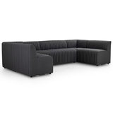 Augustine 130" U-Shaped Dining Banquette, Boucle Charcoal-Furniture - Dining-High Fashion Home