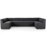 Augustine 143.5" U-Shaped Dining Banquette, Boucle Charcoal-Furniture - Dining-High Fashion Home