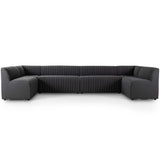 Augustine 154" U-Shaped Dining Banquette, Boucle Charcoal-Furniture - Dining-High Fashion Home