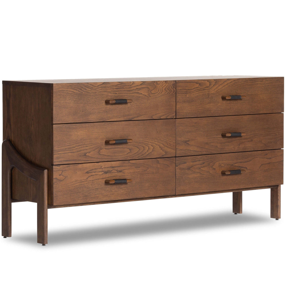 Halston 6 Drawer Dresser, Brown Ash-Furniture - Storage-High Fashion Home