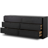 Millie 6 Drawer Dresser, Drifted Matte Black-Furniture - Storage-High Fashion Home