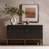 Fiona 6 Drawer Dresser, Black Raffia-Furniture - Storage-High Fashion Home