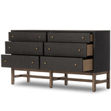 Fiona 6 Drawer Dresser, Black Raffia-Furniture - Storage-High Fashion Home