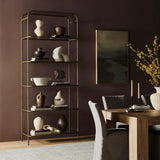 Swinton Bookcase, Hammered Aged Brass-Furniture - Storage-High Fashion Home