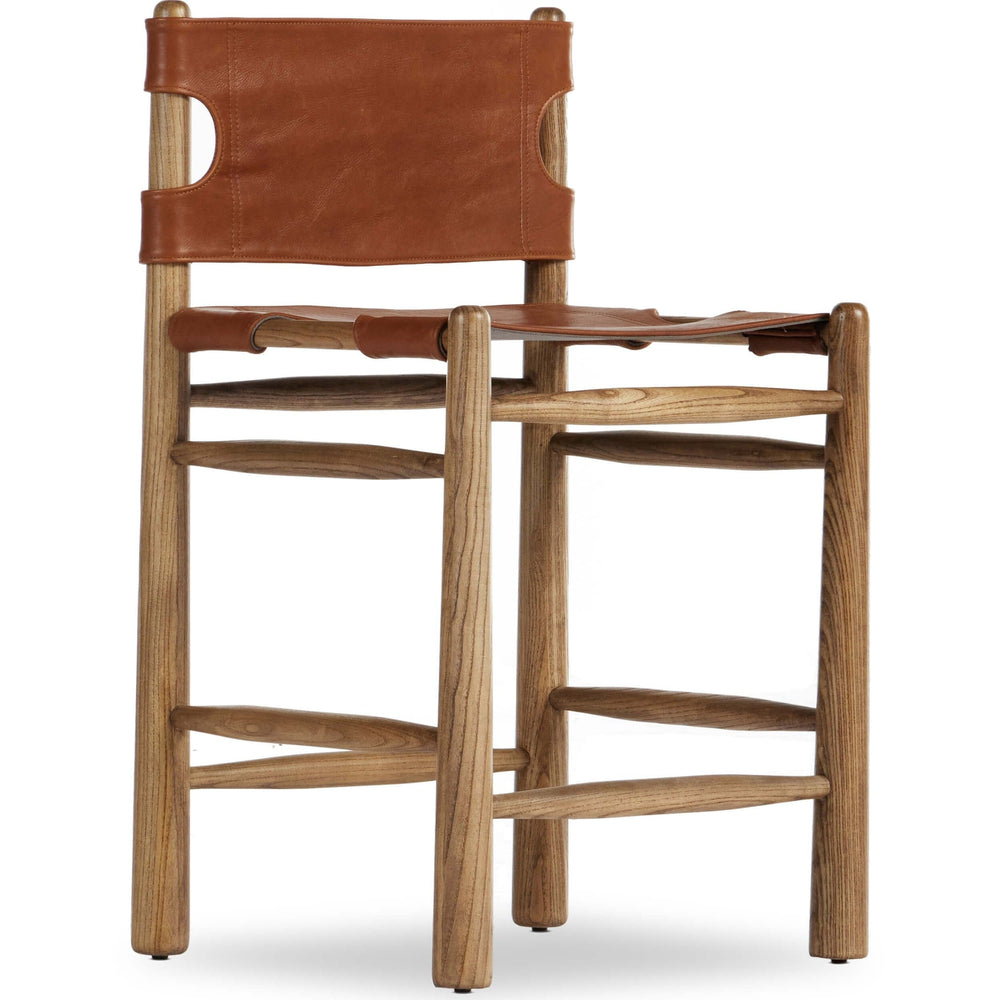 Nino Leather Counter Stool, Dakota Tobacco-Furniture - Chairs-High Fashion Home