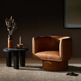 Adriel Leather Swivel Chair, Palermo Cognac-Furniture - Chairs-High Fashion Home