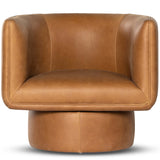 Adriel Leather Swivel Chair, Palermo Cognac-Furniture - Chairs-High Fashion Home