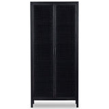 Caprice Tall Cabinet, Black Wash w/Black Cane-Furniture - Storage-High Fashion Home