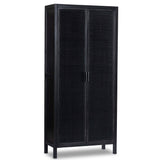 Caprice Tall Cabinet, Black Wash w/Black Cane-Furniture - Storage-High Fashion Home