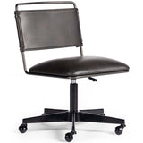 Wharton Desk Chair, Distressed Black-Furniture - Office-High Fashion Home