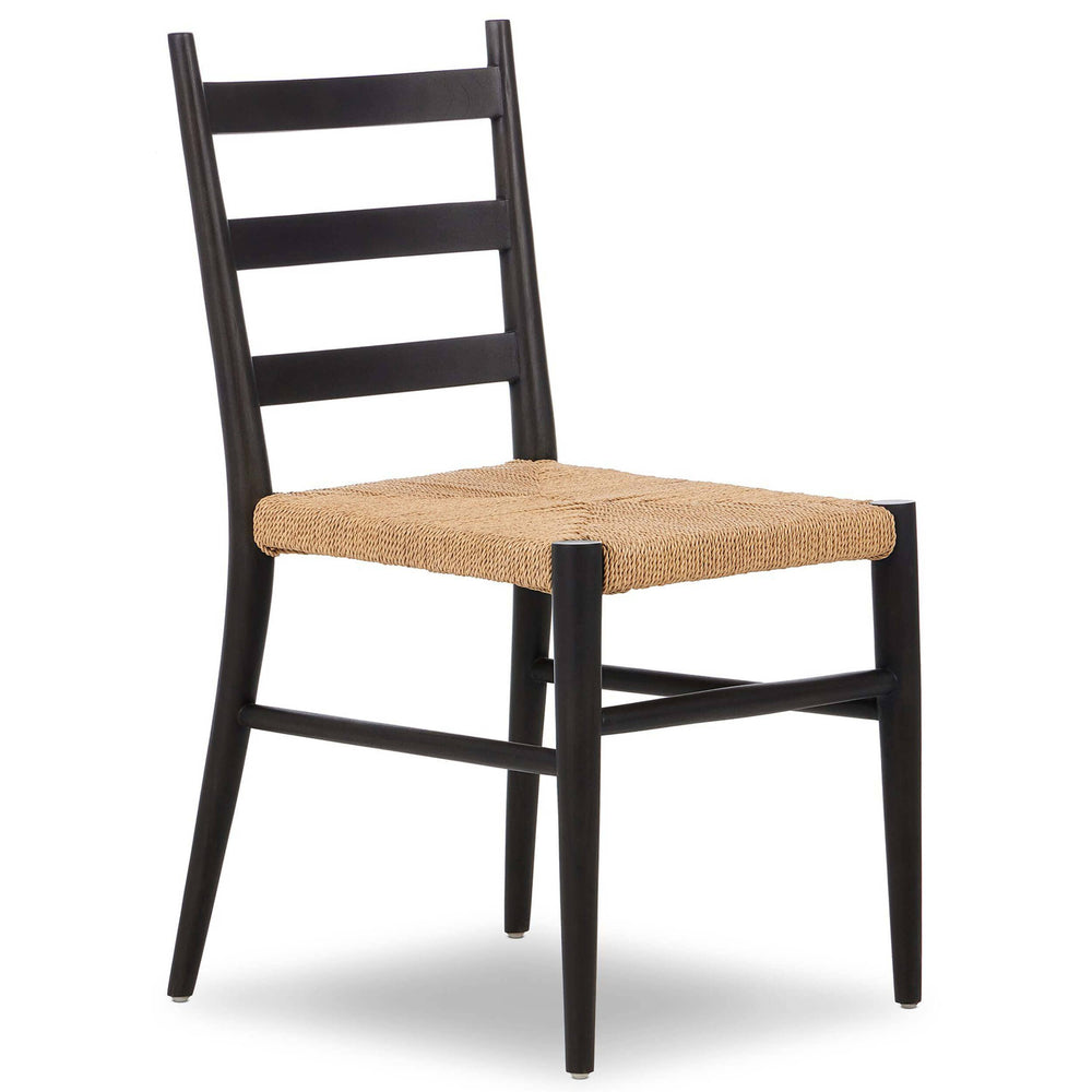 Ladder Back Outdoor Dining Chair, Aged Ebony, Set of 2