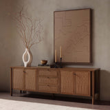 Veta Media Console, Taupe-Furniture - Storage-High Fashion Home