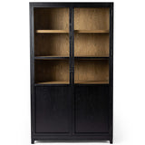 Millie Panel and Glass Door Cabinet, Drifted Matte Black-Furniture - Storage-High Fashion Home