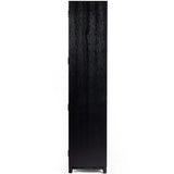 Millie Panel and Glass Door Cabinet, Drifted Matte Black-Furniture - Storage-High Fashion Home