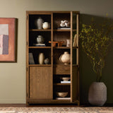 Millie Panel and Glass Door Cabinet, Drifted Oak-Furniture - Storage-High Fashion Home