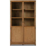 Millie Panel and Glass Door Cabinet, Drifted Oak-Furniture - Storage-High Fashion Home