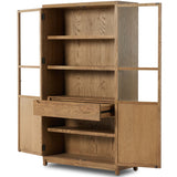 Millie Panel and Glass Door Cabinet, Drifted Oak-Furniture - Storage-High Fashion Home