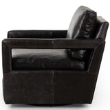 Olson Leather Swivel Chair, Sonoma Black-Furniture - Chairs-High Fashion Home