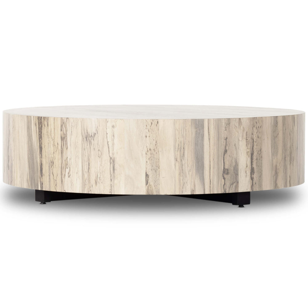 Hudson Large Round Coffee Table, Bleached-Furniture - Accent Tables-High Fashion Home