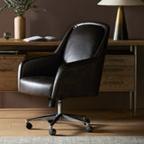 Verne Leather Desk Chair, Sonoma Black-Furniture - Office-High Fashion Home