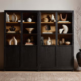 Millie Panel and Glass Door Double Cabinet, Drifted Matte Black-Furniture - Storage-High Fashion Home