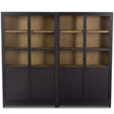 Millie Panel and Glass Door Double Cabinet, Drifted Matte Black-Furniture - Storage-High Fashion Home