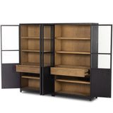 Millie Panel and Glass Door Double Cabinet, Drifted Matte Black-Furniture - Storage-High Fashion Home