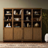 Millie Panel and Glass Door Double Cabinet, Drifted Solid Oak-Furniture - Storage-High Fashion Home