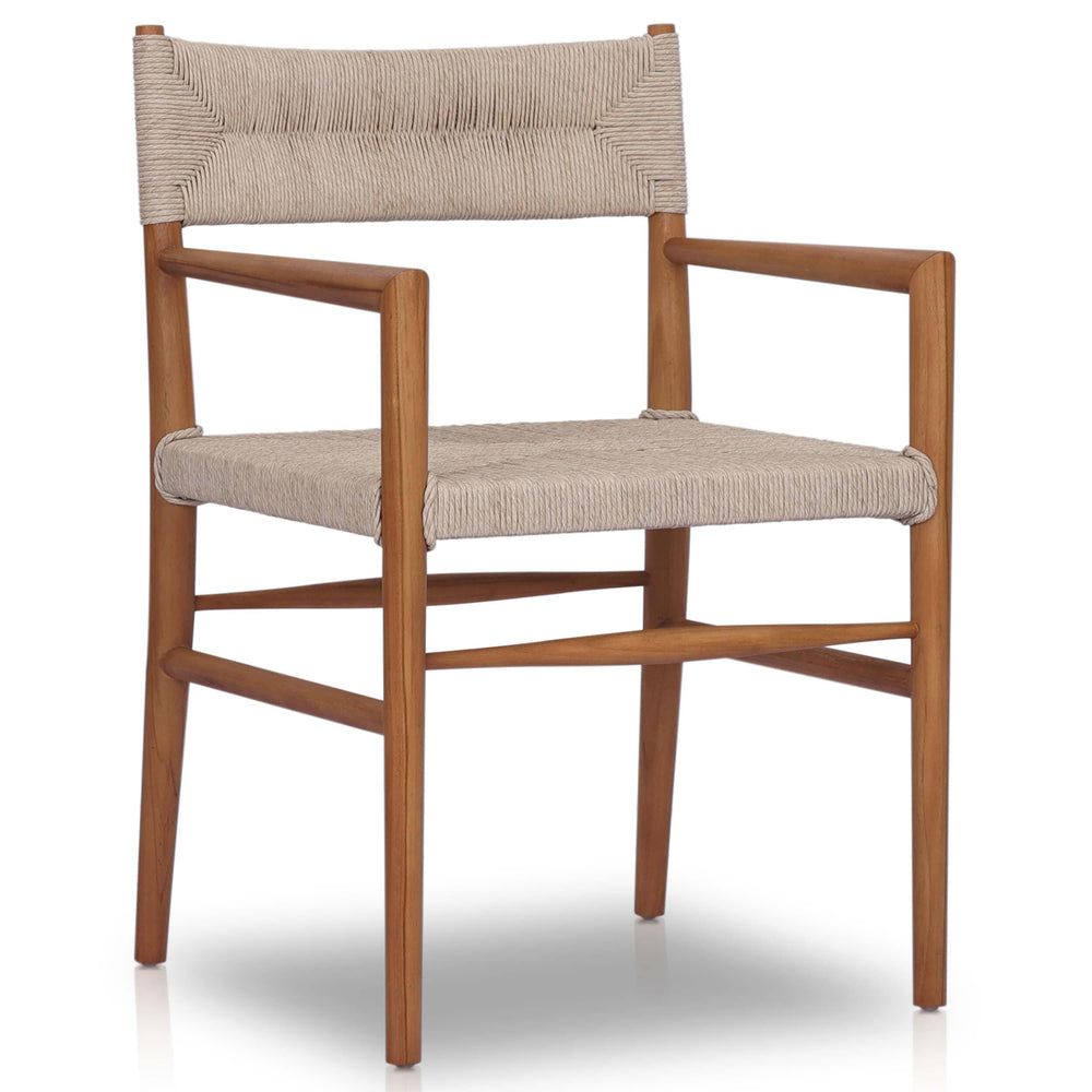 Lomas Outdoor Dining Arm Chair, Natural Teak, Set of 2-Furniture - Dining-High Fashion Home