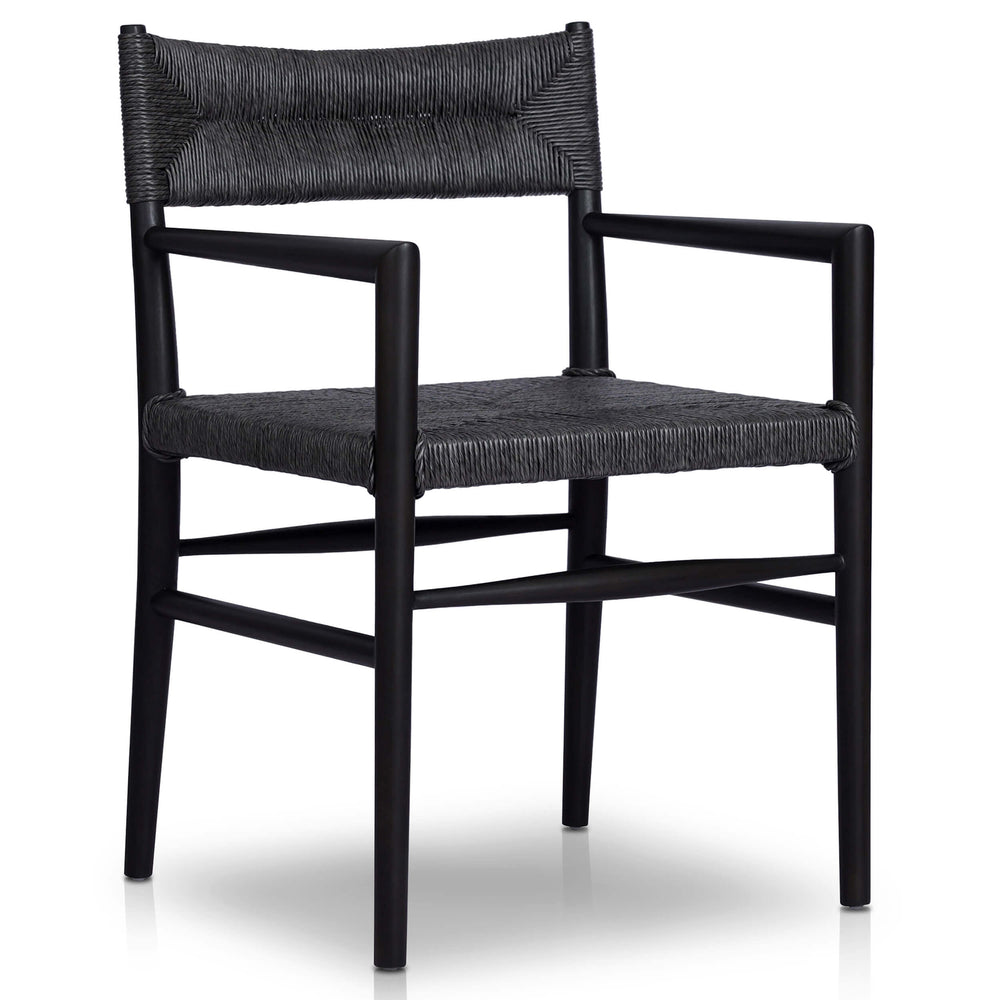 Lomas Outdoor Dining Arm Chair, Black Teak, Set of 2-Furniture - Dining-High Fashion Home