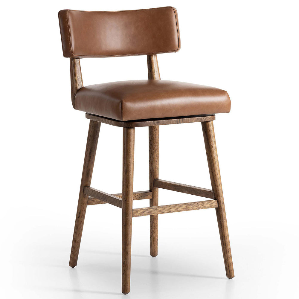 Cardell Leather Swivel Bar Stool, Sonoma Chestnut