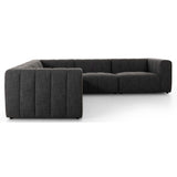 Langham Channeled 5 Piece Sectional, Saxon Charcoal-Furniture - Sofas-High Fashion Home