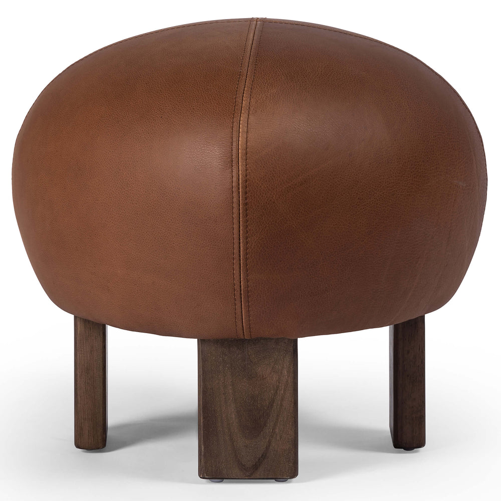 Alma Leather Ottoman, Brickhouse Cognac-Furniture - Chairs-High Fashion Home