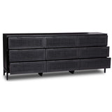 Sydney 9 Drawer Dresser, Black Wash w/Black Cane-Furniture - Bedroom-High Fashion Home