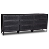 Sydney 9 Drawer Dresser, Black Wash w/Black Cane-Furniture - Bedroom-High Fashion Home