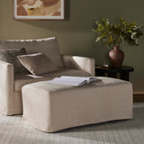 Maddox Slipcover Ottoman, Evere Oatmeal-Furniture - Chairs-High Fashion Home