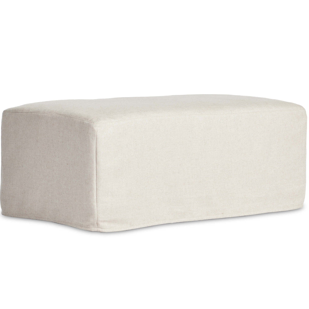 Maddox Slipcover Ottoman, Evere Oatmeal-Furniture - Chairs-High Fashion Home