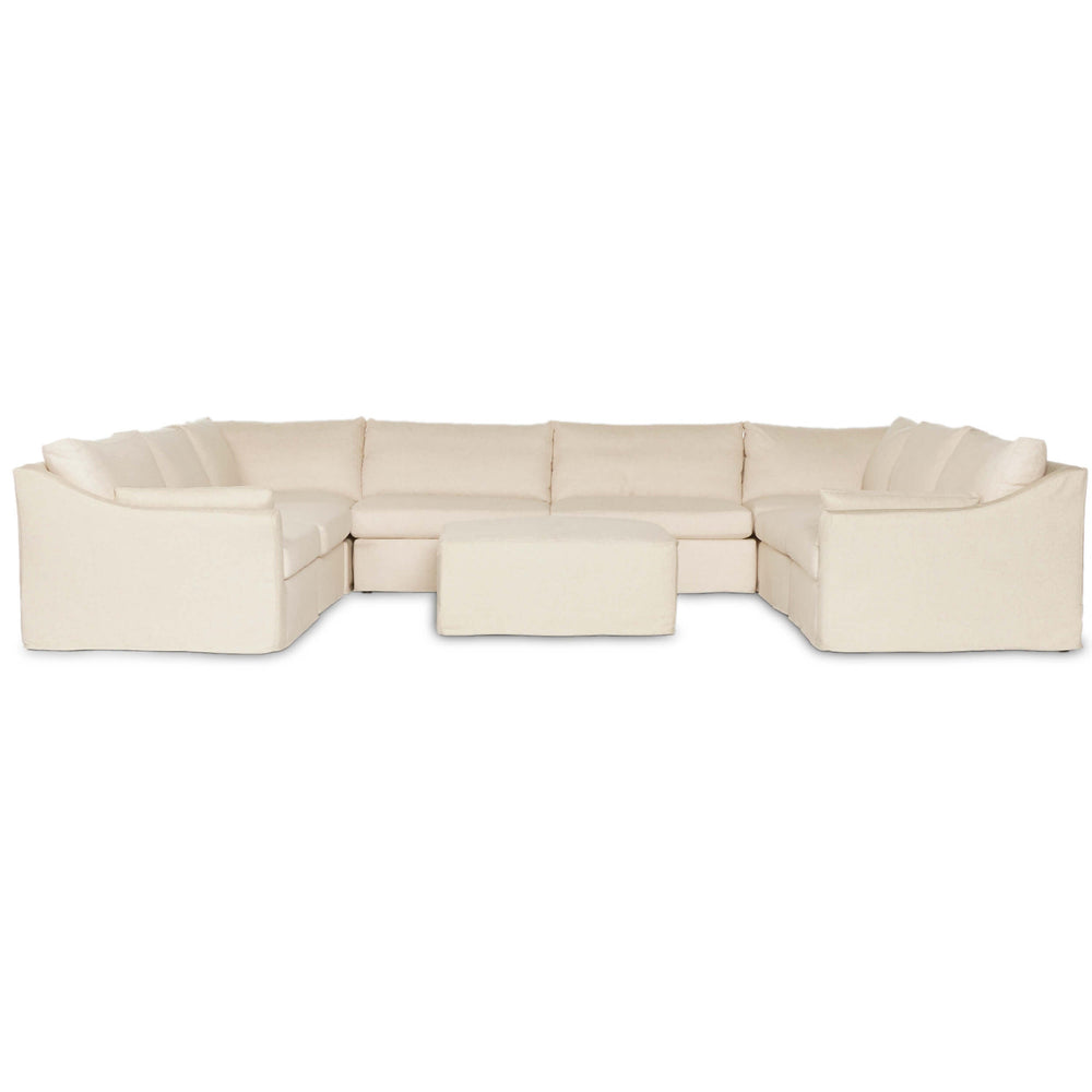 Delray 8 Piece Slipcover Sectional w/Ottoman, Evere Oatmeal-Furniture - Sofas-High Fashion Home