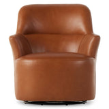 Ernesto Leather Swivel Chair, Nutmeg-Furniture - Chairs-High Fashion Home