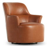 Ernesto Leather Swivel Chair, Nutmeg-Furniture - Chairs-High Fashion Home