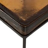 Lennie Cast Glass Bunching Table, Amber-Furniture - Accent Tables-High Fashion Home