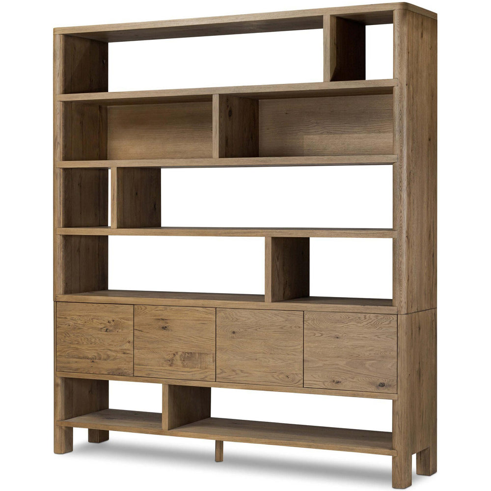 Noeline Wide Bookcase, Worn Oak