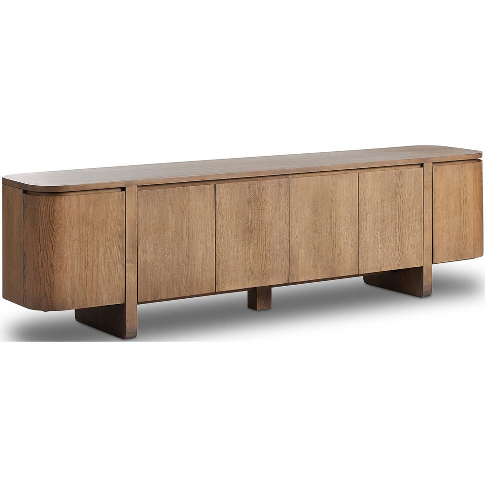 Elle Media Console, Tawny Oak-Furniture - Storage-High Fashion Home