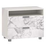 Stratum 2 Drawer Arabescato Nightstand-Furniture - Bedroom-High Fashion Home