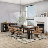 Troy Dining Table, Suede Brown-Furniture - Dining-High Fashion Home