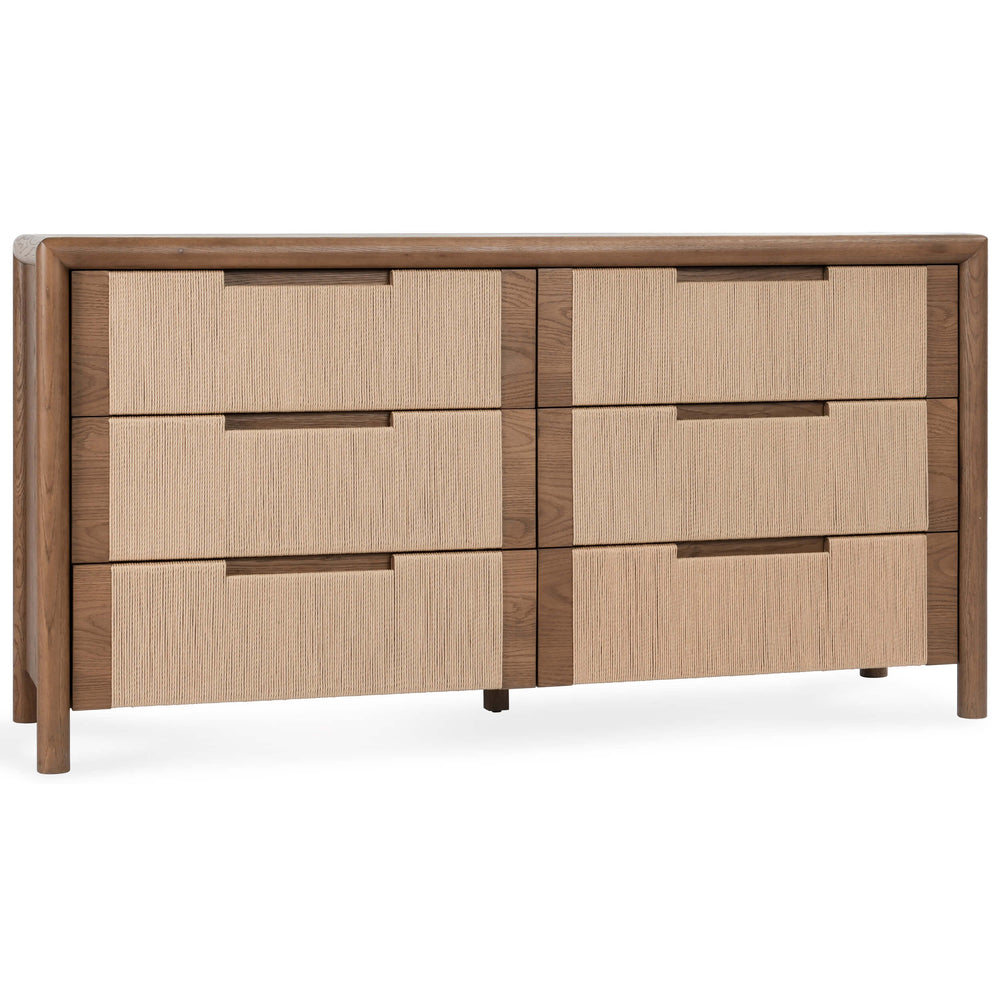 Corda 6 Drawer Dresser, Brown/Natural-Furniture - Storage-High Fashion Home