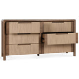 Corda 6 Drawer Dresser, Brown/Natural-Furniture - Storage-High Fashion Home