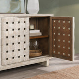 Bast 4 Door Cabinet, Timeworn Cream-Furniture - Storage-High Fashion Home