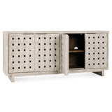 Bast 4 Door Cabinet, Timeworn Cream-Furniture - Storage-High Fashion Home